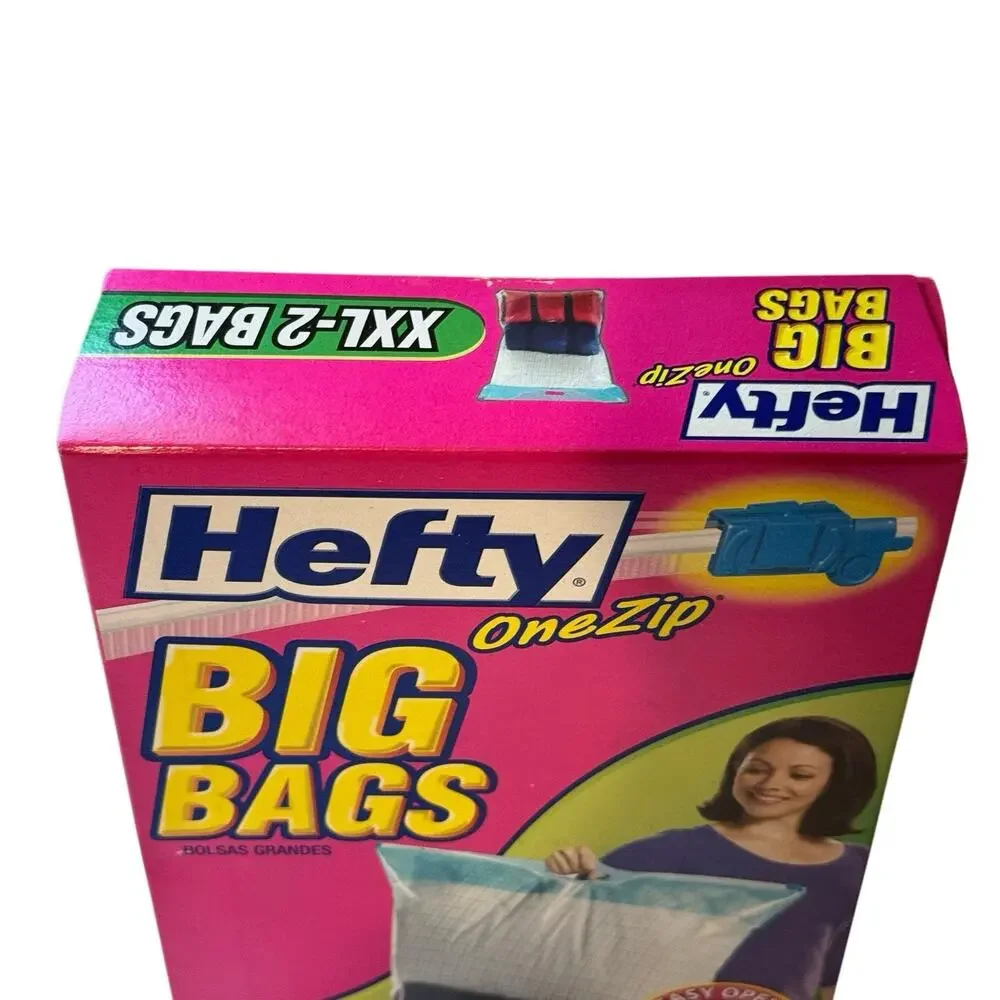 Hefty Big Bags XXL 22 Gallon 2 Pack OneZip Slider Sturdy Handle New Storage Bag
